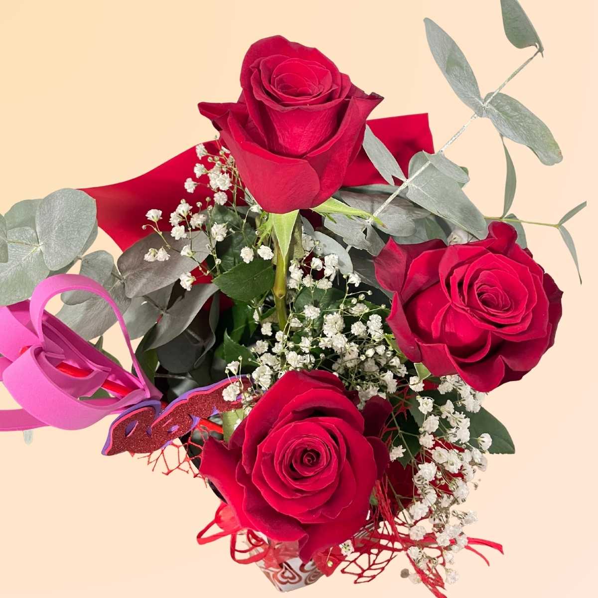 Ramo 3 rosas San Valentín - Imagen 2