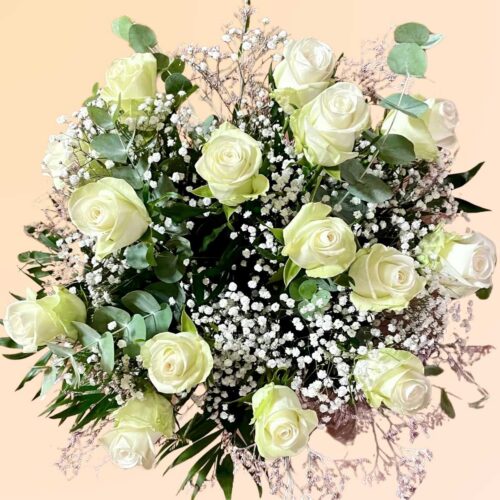 Ramo de rosas blancas para San Valentín