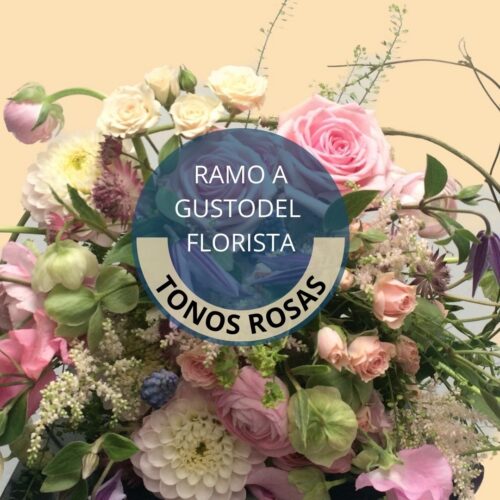 Ramo de flores de temporada en tonos rosas diseñado por florista en Denia.